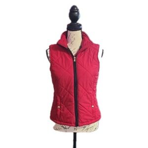 Lauren Ralph Lauren Petite Small Red Quilted Puffer Vest Jacket Zip Front Casual